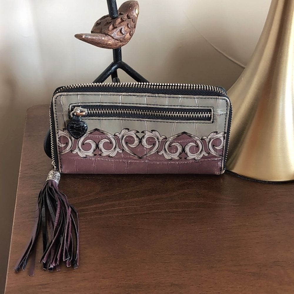 Vintage Brighton Toscana Singra Large Wallet Clutch W Charm Tassel